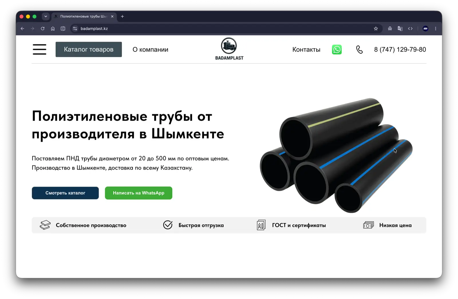badamplast.kz — SEO and search visibility for a plastic products manufacturer.